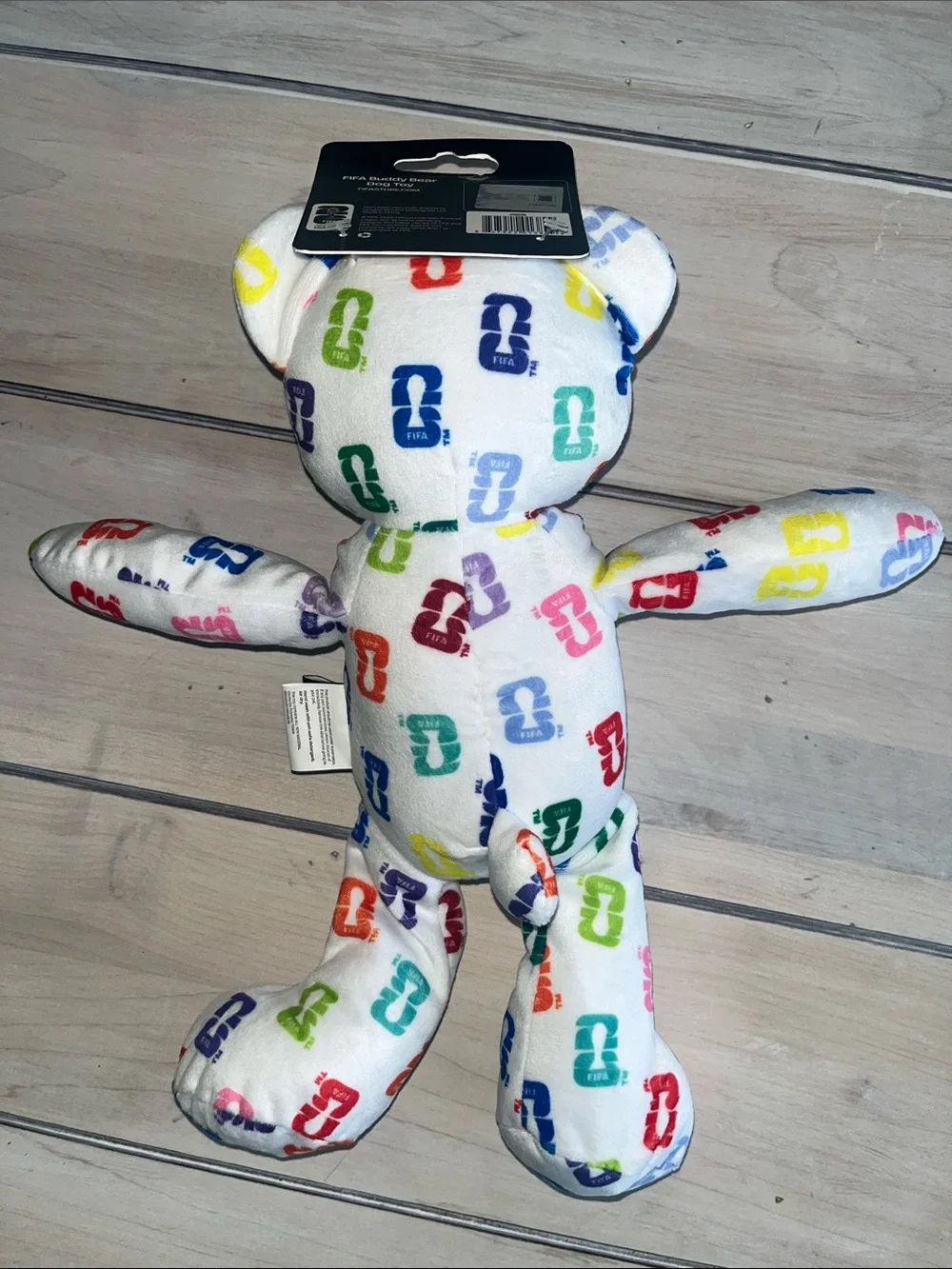 FIFA Buddy Bear Crinkle Plush Dog Toy 13”